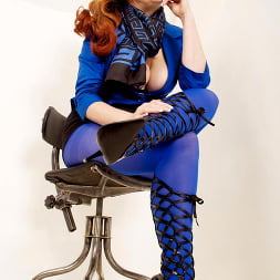 Red XXX in 'Red XXX' Blue Pantyhose (Thumbnail 1)